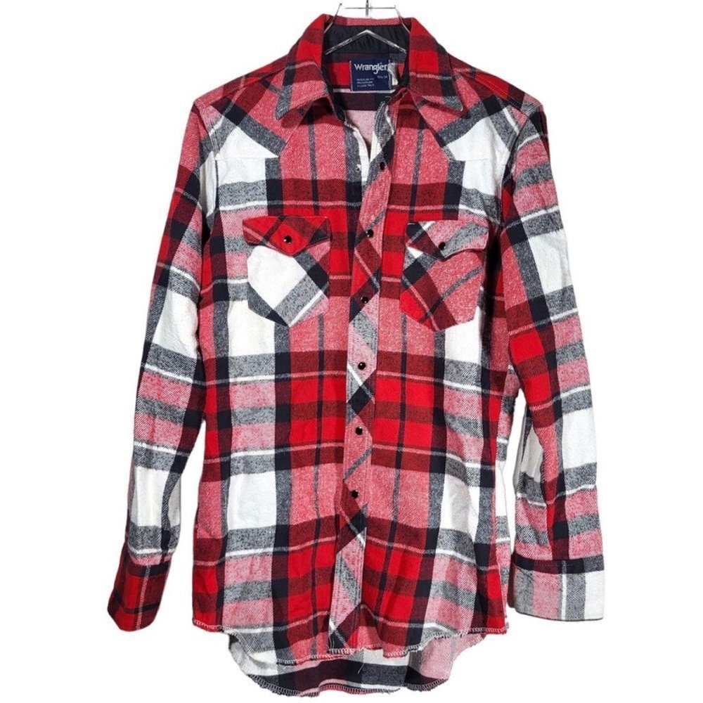 Wrangler Mens Regular Fit Extra Long Tails Plaid Shirt in Red Multi